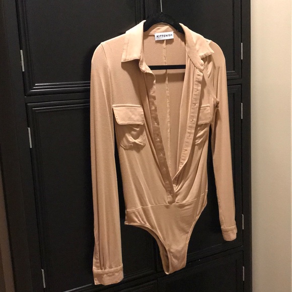 Kittenish Callie Nude Long Sleeve Bodysuit Size XS - Picture 2 of 3